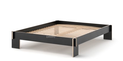 Siebenschläfer, 160 x 200 cm, Without headboard, Black, With rollable slatted base