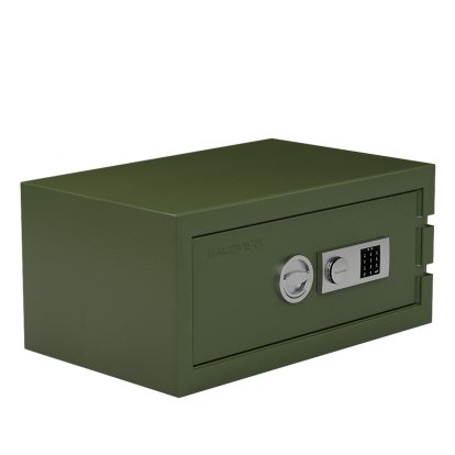 Balzsafe Connect Safe for USM Haller Shelves, 75 cm x 35 cm x 50 cm, Olive green RAL 6003, Electronic combination lock with master key