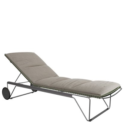 Click sun lounger, Olive green, With cushion - ash