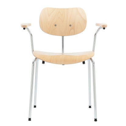 SE 68, Stackable, Without upholstery, Chrome-plated, With armrests, Natural