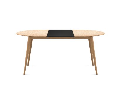 PLAYdinner Round, White oiled oak, L 120-170 cm, MDF black