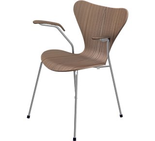 Series 7 Armchair 3207, 46 cm, Clear varnished wood, Natural elm