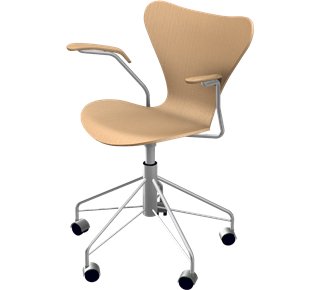 Series 7 Swivel Armchair 3217, Clear varnished wood, Natural oregon pine
