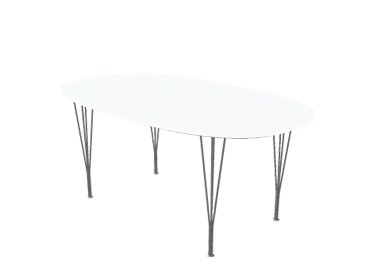 Superellipse, 170 x 100 cm, White laminate with aluminium edge
