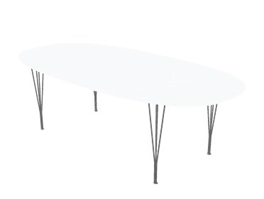 Superellipse, 240 x 120 cm, White laminate with aluminium edge