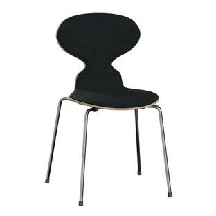 Ant Chair 3101 with Front Padding, Clear varnished wood, Walnut, natural, Remix 183 - Black, Chrome