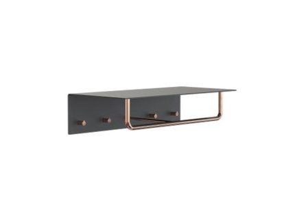 Details Frost Denmark Unu wall coat rack Unu wall coat rack, With rod, With 4 hooks, Black matte / polished copper