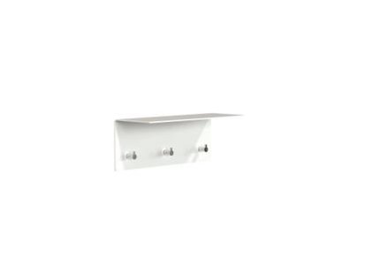 Unu wall coat rack, Without rod, With 3 hooks, White matt / polished stainless steel 