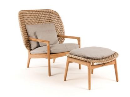 Kay Highback Lounge Chair, Harvest, Fife Rainy Grey, With Ottoman