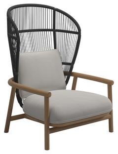 Fern Highback Lounge Chair, Raven, Blend Linen