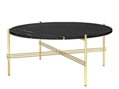 TS Coffee Table, Ø 80 x H 35 cm, Black, Brass