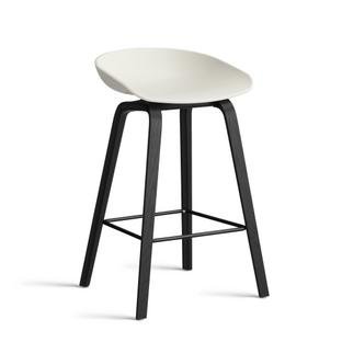 About A Stool AAS 32, Kitchen version: seat height 64 cm, Black lacquered oak, Melange cream 2.0