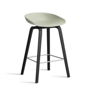 About A Stool AAS 32, Kitchen version: seat height 64 cm, Black lacquered oak / stainless steel, Pastel green 2.0