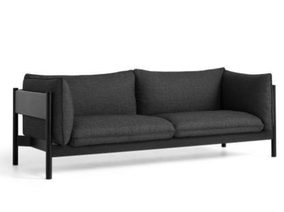 Arbour Sofa, Re-wool 198 - black/natural, Black lacquered beech