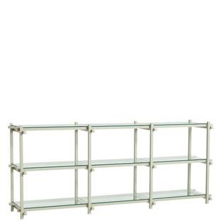 Woody Shelf, H 85,5 cm x W 206,5 cm, Smokey grey / glass