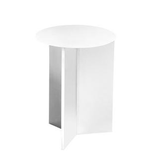 Slit Side Table Steel, H 47 x Ø 35 cm, White powder coated