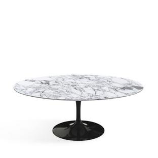 Saarinen Oval Sofa Table, Black, Arabescato marble (white with grey tones)