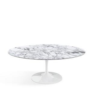 Saarinen Oval Sofa Table, White, Arabescato marble (white with grey tones)