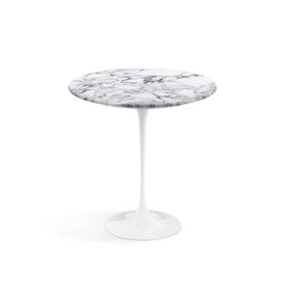 Saarinen Round Side Table, 51 cm, White, Arabescato marble (white with grey tones)
