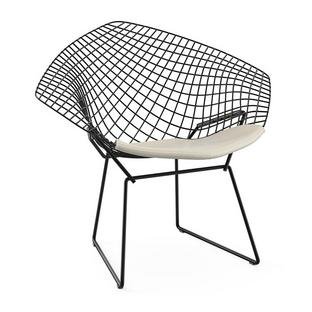 Diamond Chair, with cushion, Rilsan protective coating black, Vinyl white