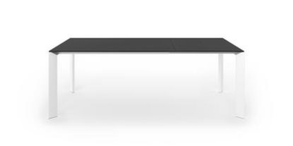 Nori dining table, Fenix black with black edge, L 139-214 x W 90 cm, Aluminium with white lacquer