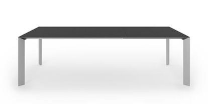 Nori dining table, Laminate black, L 166-260 x W 100 cm, Aluminium with white lacquer