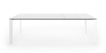 Nori dining table, Fenix white with black edge, L 166-260 x W 100 cm, Aluminium with white lacquer