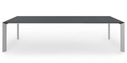 Nori dining table, Fenix Bromo grey with black edge, L 209-303 x W 100 cm, Anodised Aluminium
