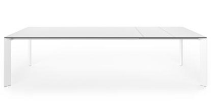 Nori dining table, Fenix white with black edge, L 209-303 x W 100 cm, Aluminium with white lacquer