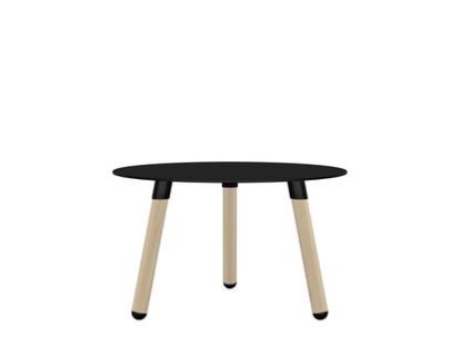 BCN Side Table, Laminate black, Beech, H 33 x ø 55 cm
