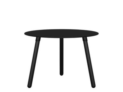 BCN Side Table, Laminate black, Black varnished beech, H 45 x ø 65 cm