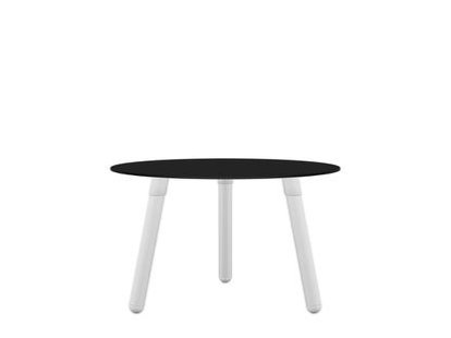 BCN Side Table, Laminate black, White varnished beech, H 33 x ø 55 cm