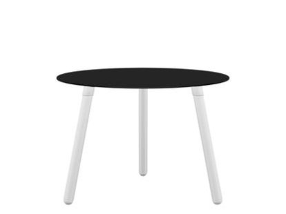 BCN Side Table, Laminate black, White varnished beech, H 45 x ø 65 cm