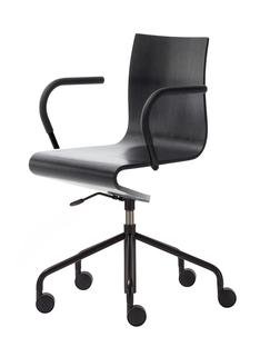Work Chair Seesaw, Black, with gas spring, With armrests, same colour as base, Black ash