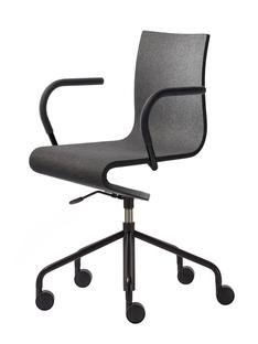 Work Chair Seesaw, Black, with gas spring, With armrests, same colour as base, Black ash with anthracite felt
