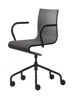 Work Chair Seesaw, Black, with spindle, With armrests, same colour as base, Black ash with anthracite felt
