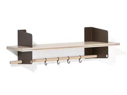 Wardrobe / Kitchen Shelf Atelier, 3-layer fir/spruce veneer with white-pigmented lacquer, Dark bronze