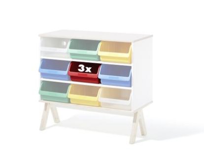 Set of 3 plastic boxes for Famille Garage (big), Red