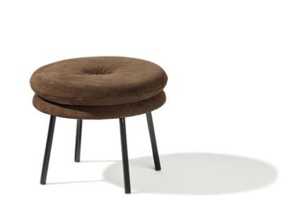 Stool Little Tom, 2-layer, Suede leather mocca
