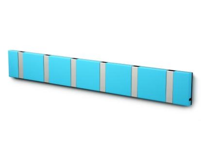 Knax, 6 hooks, Aluminium, MDF turquoise lacquered