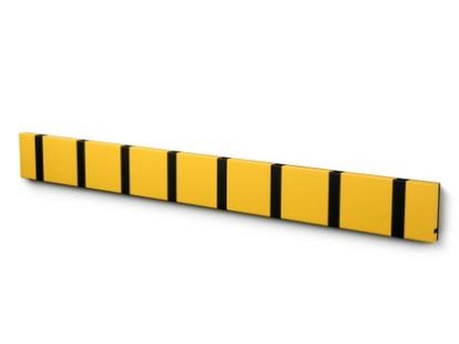 Knax, 8 hooks, Black, MDF yellow lacquered