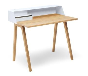 PS04 / PS05 Secretary, W 100 x D 63 cm (PS04), Signal white (RAL 9003), Oiled oak, With power box