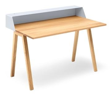 PS04 / PS05 Secretary, W 120 x D 75 cm (PS05), Signal white (RAL 9003), Oiled oak, Without power box