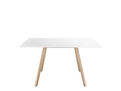 Pilo, 139 x 139 cm, Legs natural, table top white