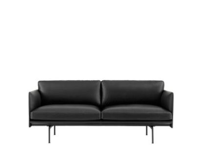 Outline Sofa, 2 Seater, Leather black