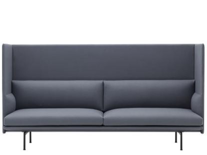 Outline Highback Sofa, 3 Seater, Divina 154 - Slate blue