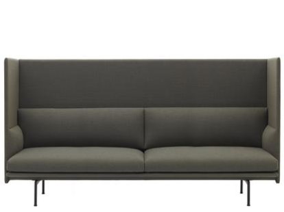 Outline Highback Sofa, 3 Seater, Fabric Fiord 961 - Greyish-green