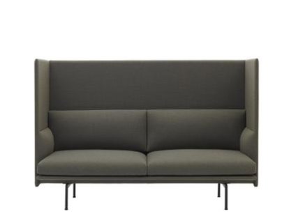 Outline Highback Sofa, 2 Seater, Fabric Fiord 961 - Greyish-green