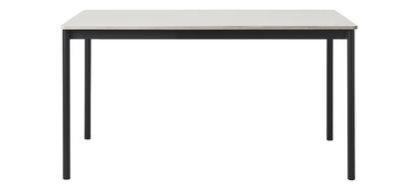 Base Table, L 140 x W 80 cm, White laminate with plywood edge, Black