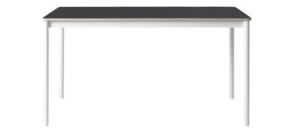 Base Table, L 140 x W 80 cm, Black linoleum with plywood edge, White